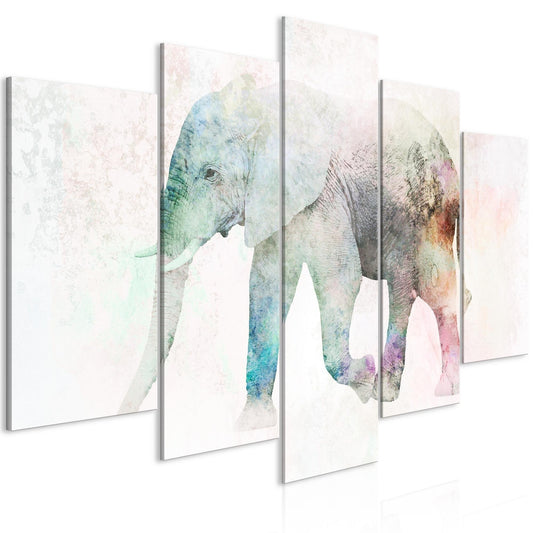 Canvas Print - Painted Elephant (5 Parts) Wide - www.trendingbestsellers.com