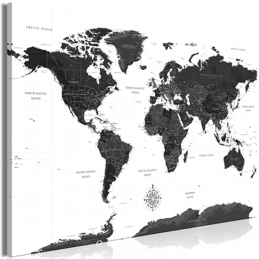 Canvas Print - Black and White Map (1 Part) Wide - www.trendingbestsellers.com