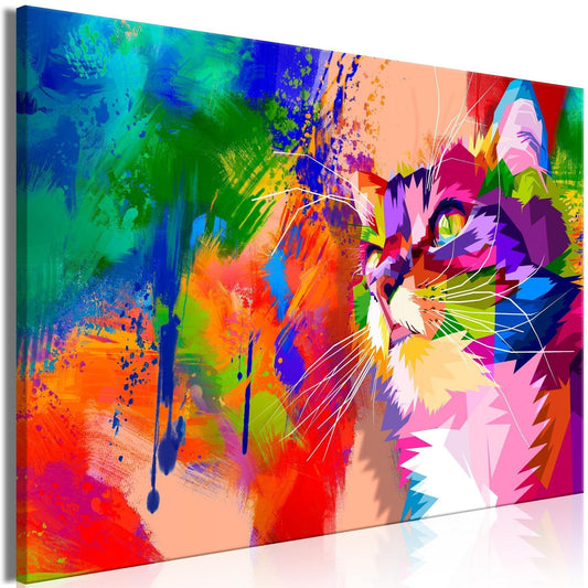Canvas Print - Colourful Cat (1 Part) Wide - www.trendingbestsellers.com