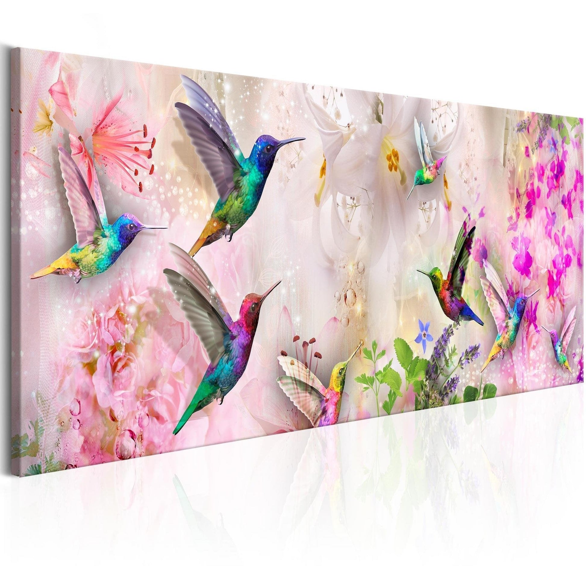 Canvas Print - Colourful Hummingbirds (1 Part) Narrow - www.trendingbestsellers.com