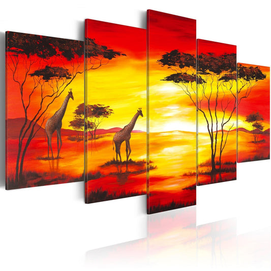 Canvas Print - Giraffes on the background with sunset - www.trendingbestsellers.com