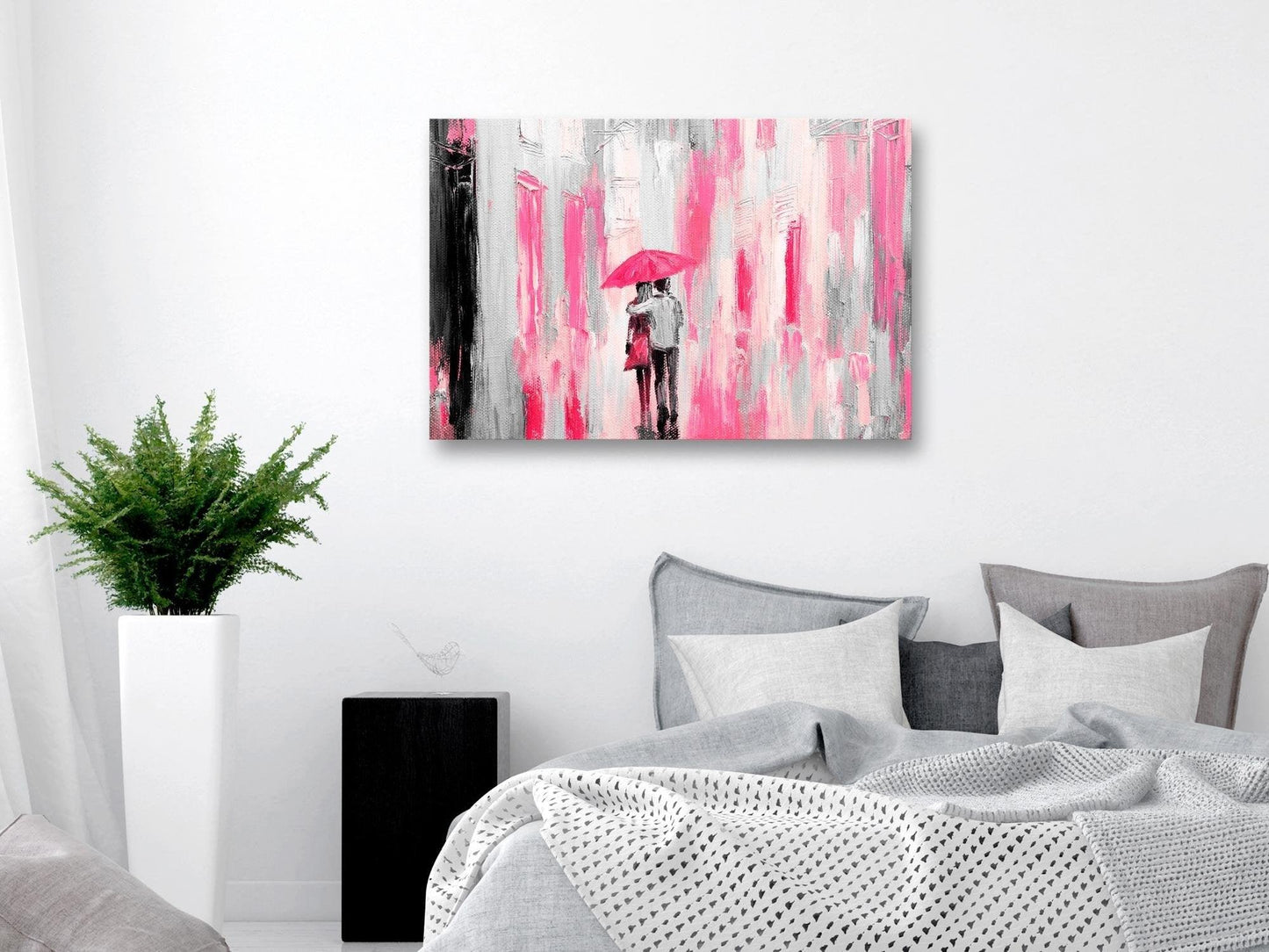 Canvas Print - Umbrella in Love (1 Part) Wide Pink - www.trendingbestsellers.com