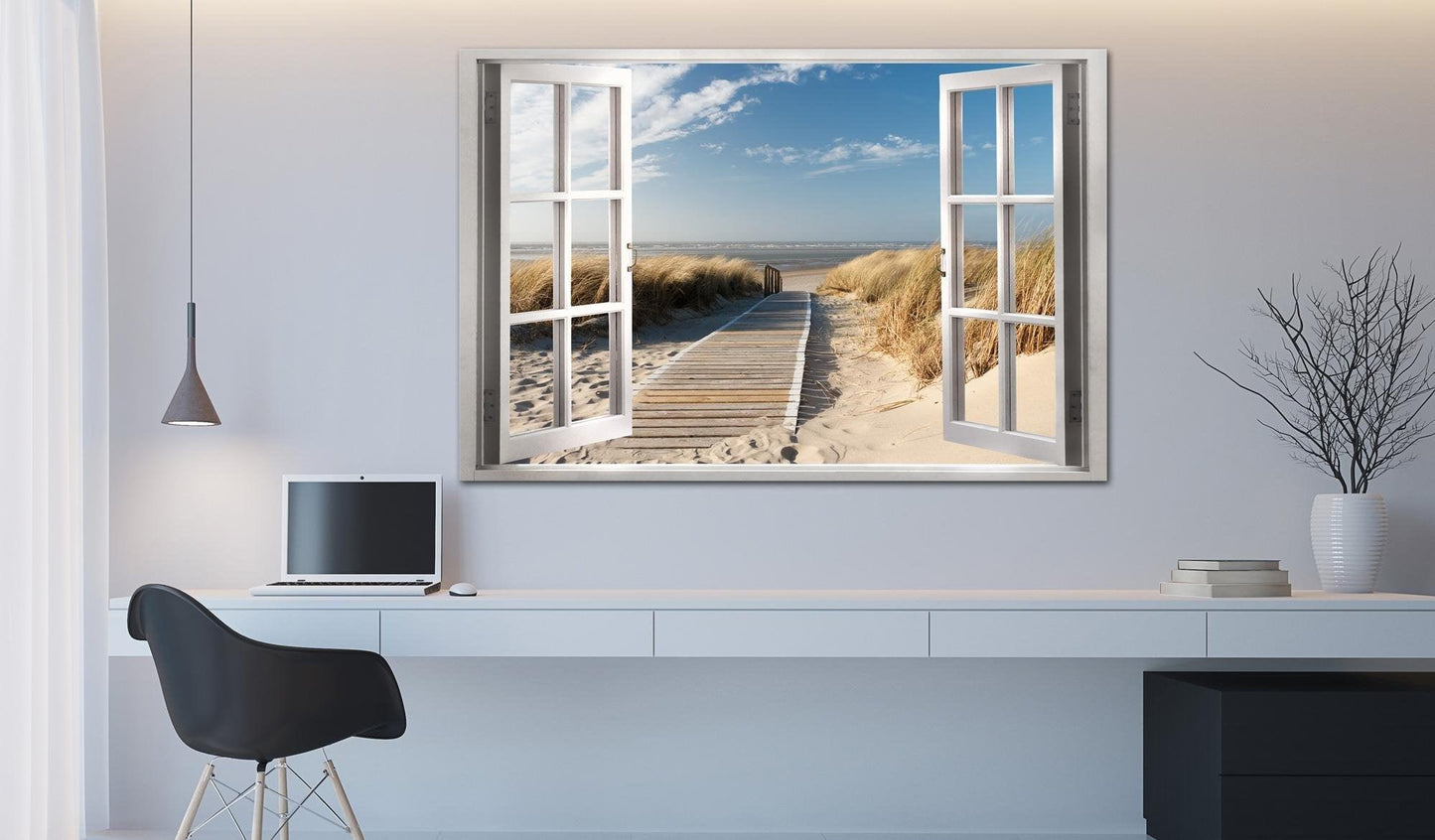 Canvas Print - Window: View of the Beach - www.trendingbestsellers.com