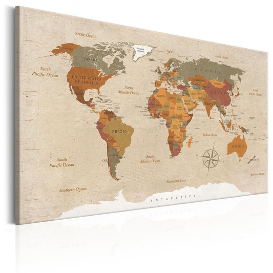 Canvas Print - World Map: Beige Chic - www.trendingbestsellers.com