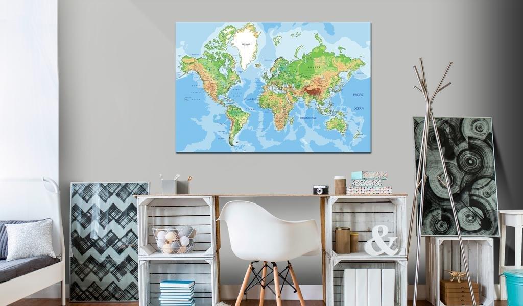 Decorative Pinboard - World Geography [Cork Map] - www.trendingbestsellers.com