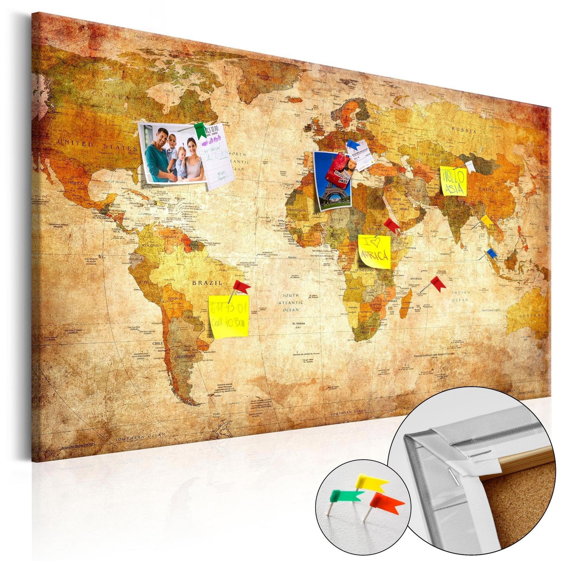 Decorative Pinboard - World Map: Time Travel [Cork Map] - www.trendingbestsellers.com