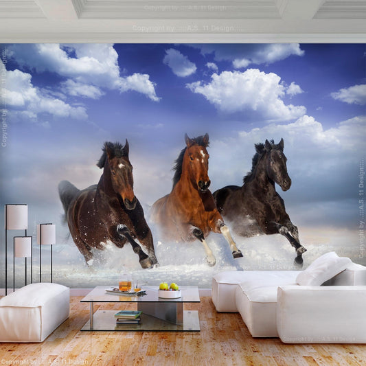 Peel and stick wall mural - Horses in the Snow - www.trendingbestsellers.com