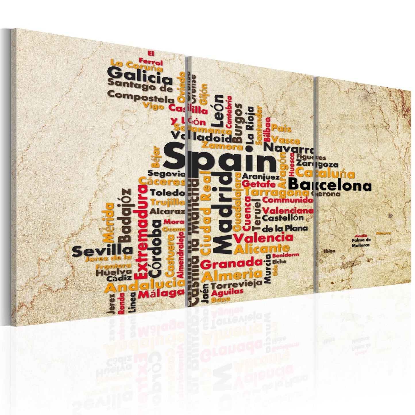 Canvas Print - Spain: text map in colors of national flag - www.trendingbestsellers.com