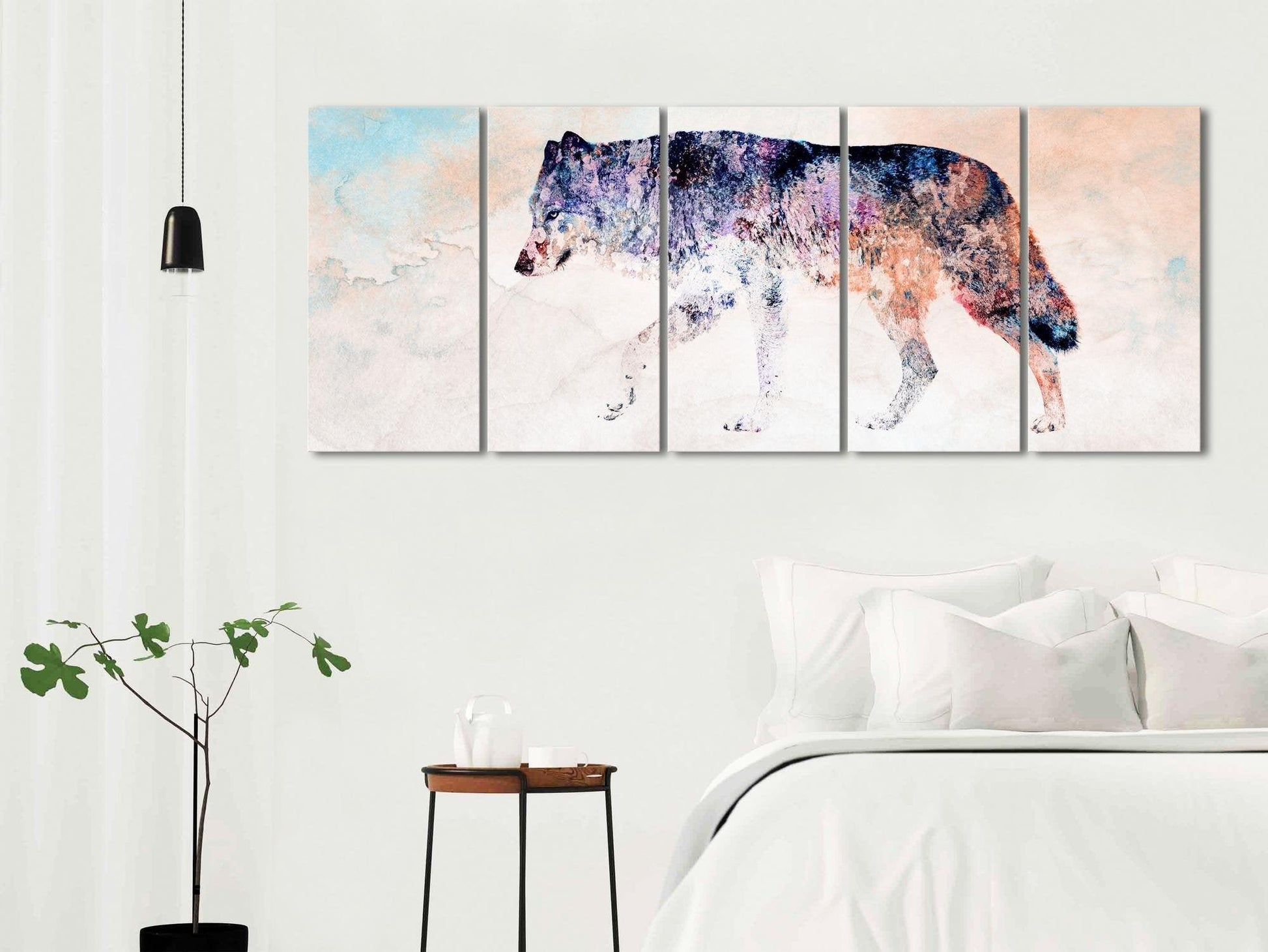 Canvas Print - Lonely Wolf (5 Parts) Narrow - www.trendingbestsellers.com