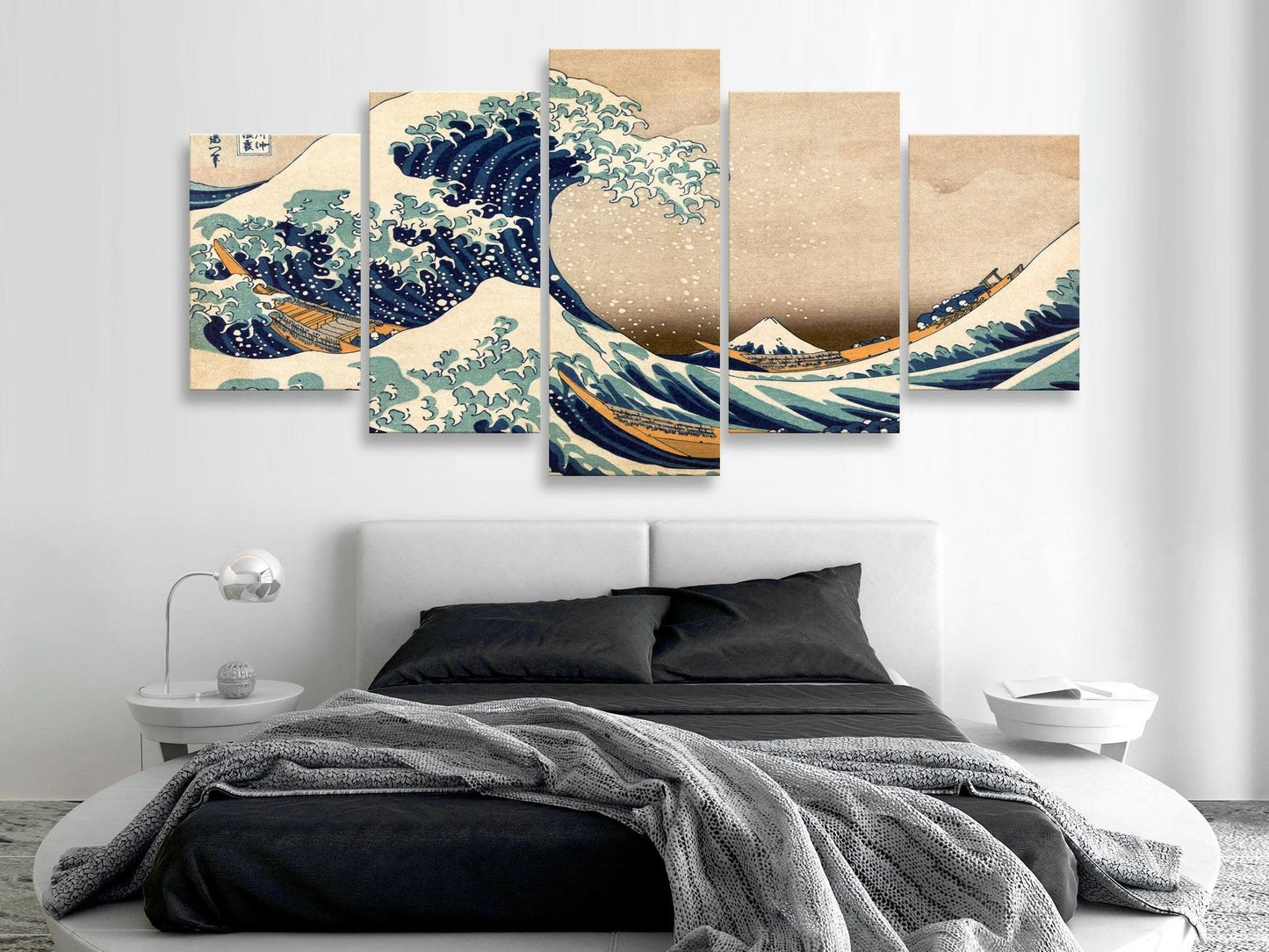 Canvas Print - The Great Wave off Kanagawa (5 Parts) Wide - www.trendingbestsellers.com