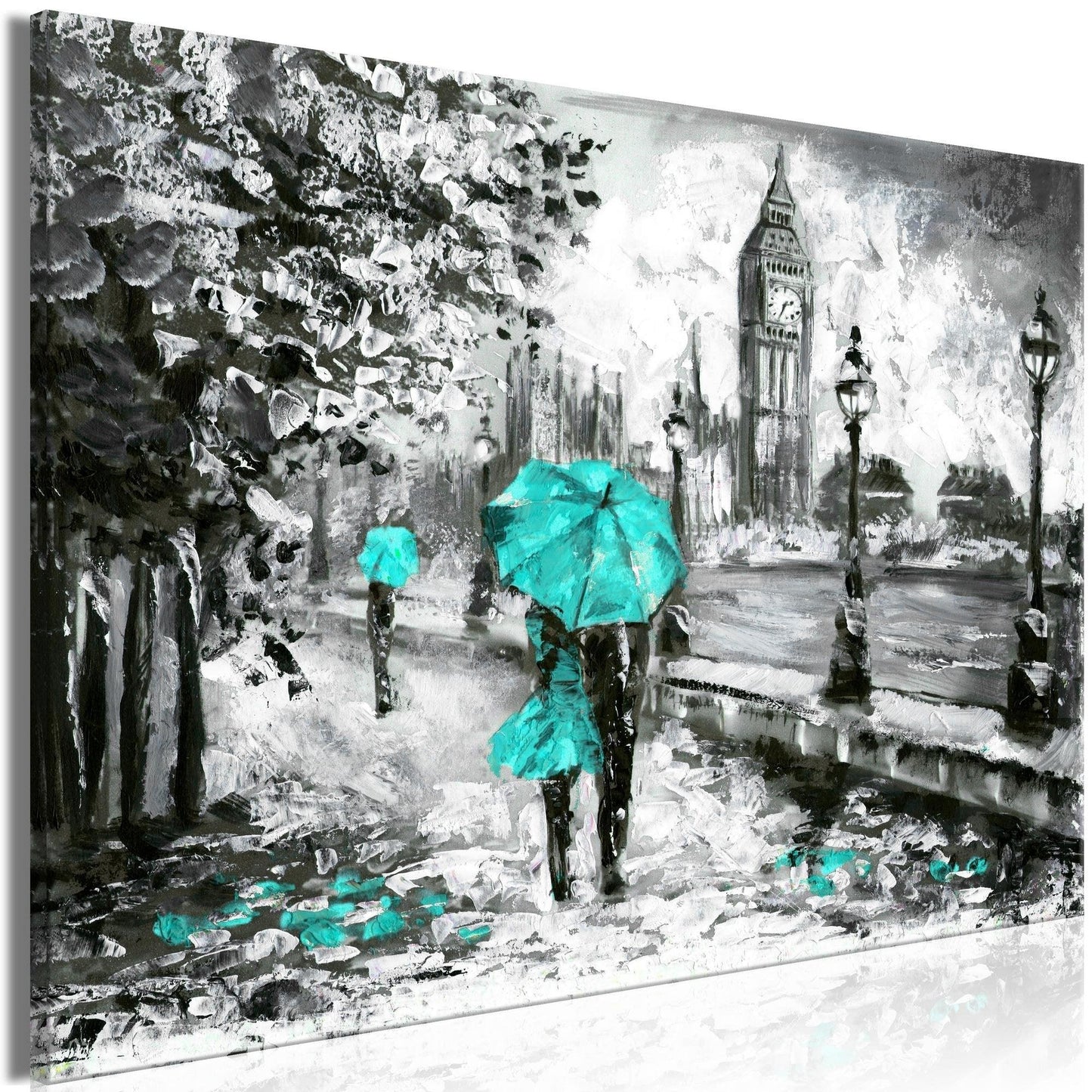 Canvas Print - Walk in London (1 Part) Wide Turquoise - www.trendingbestsellers.com