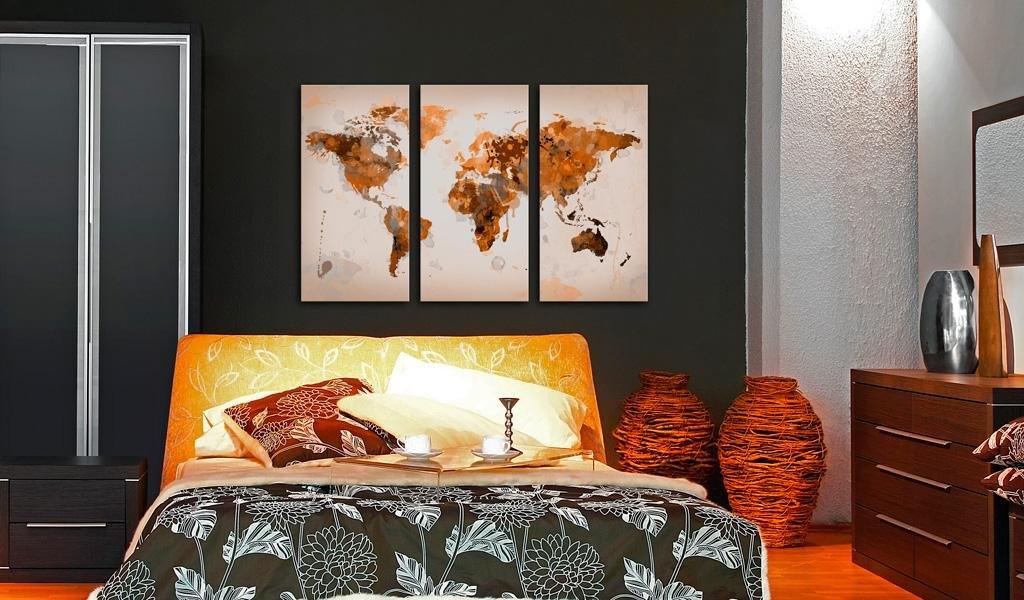 Canvas Print - Map of the World - Desert storm - triptych - www.trendingbestsellers.com