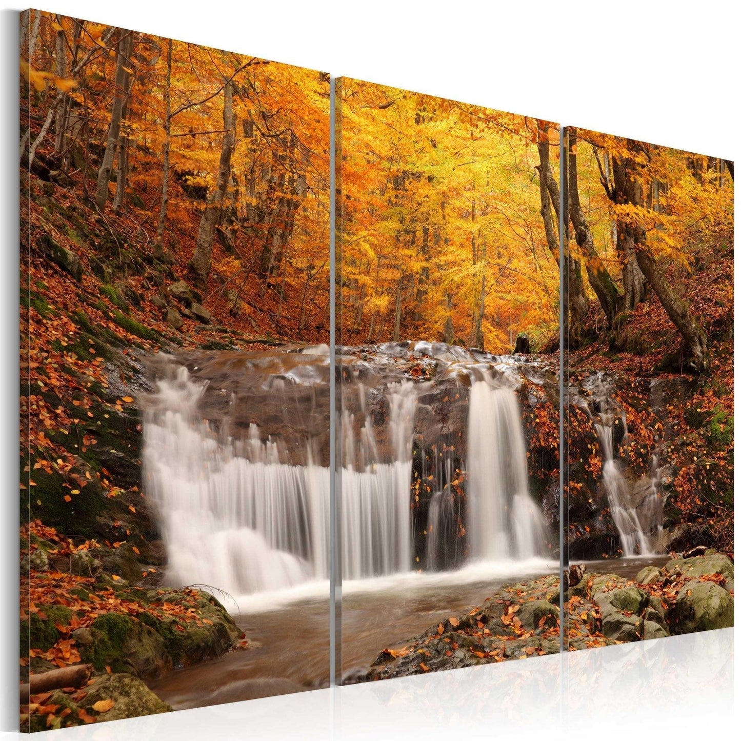 Canvas Print - A waterfall in the middle of fall trees - www.trendingbestsellers.com