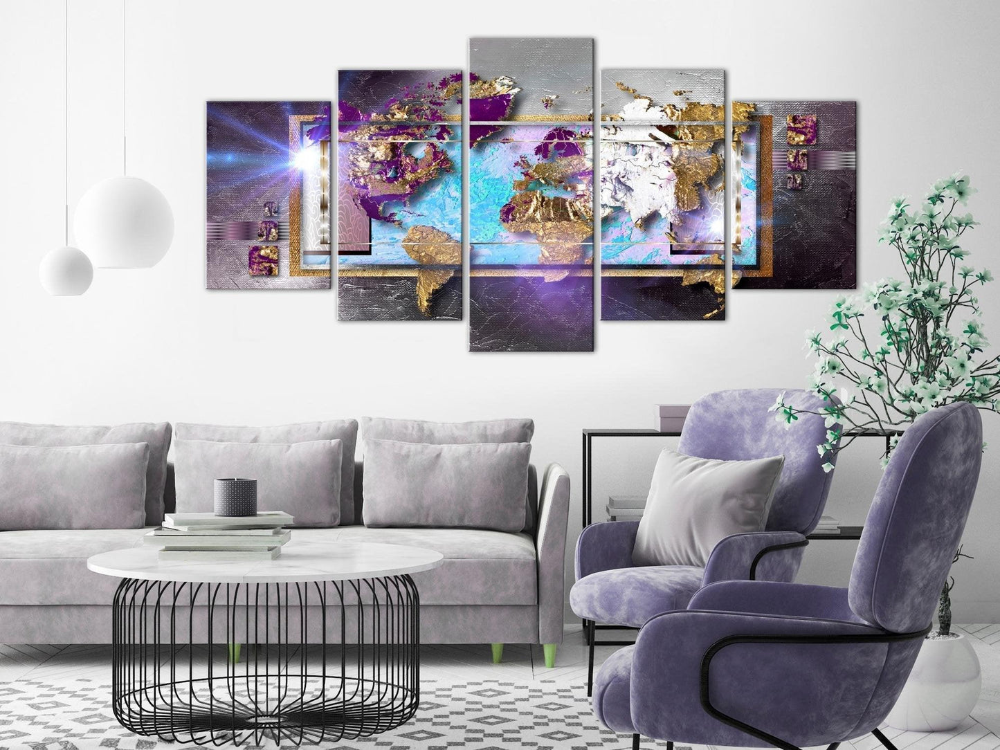 Canvas Print - Abstract Map (5 Parts) Wide - www.trendingbestsellers.com