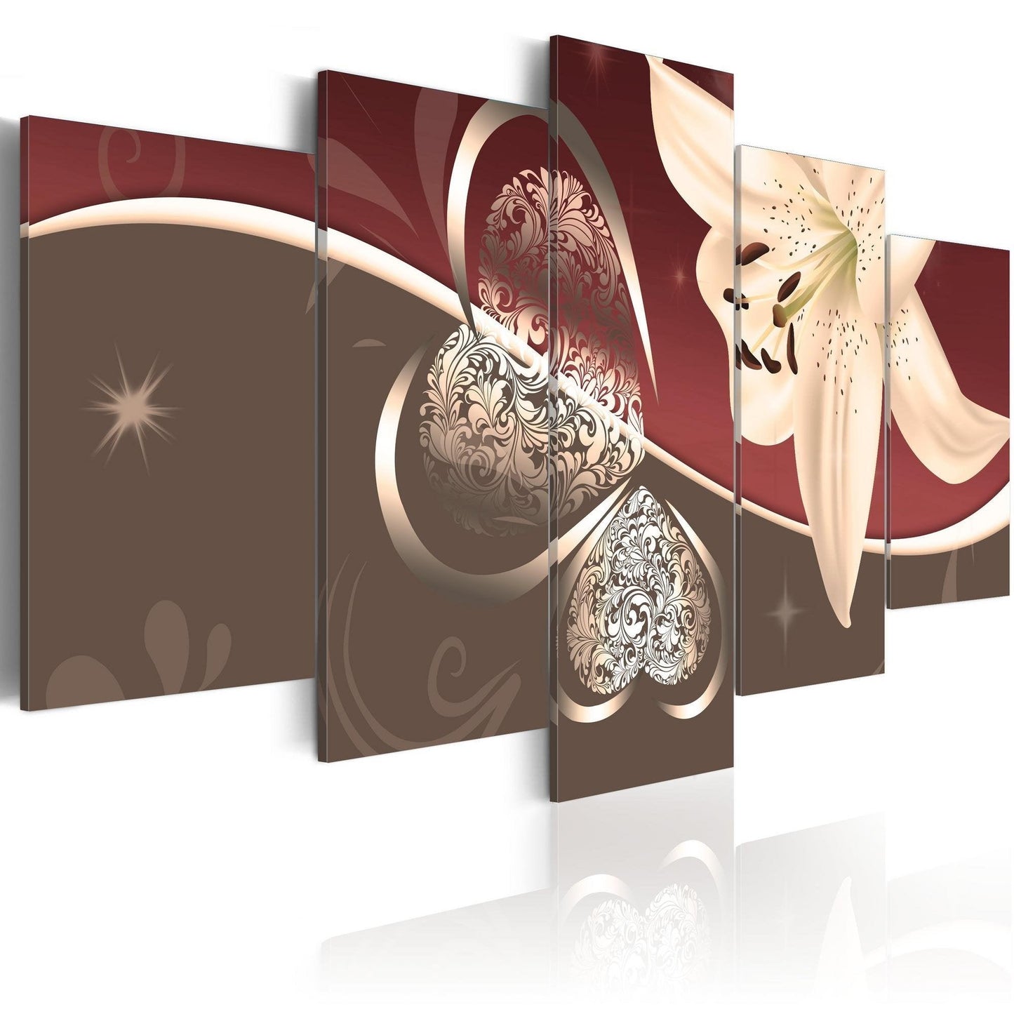 Canvas Print - Abstraction with lily - 5 pieces - www.trendingbestsellers.com