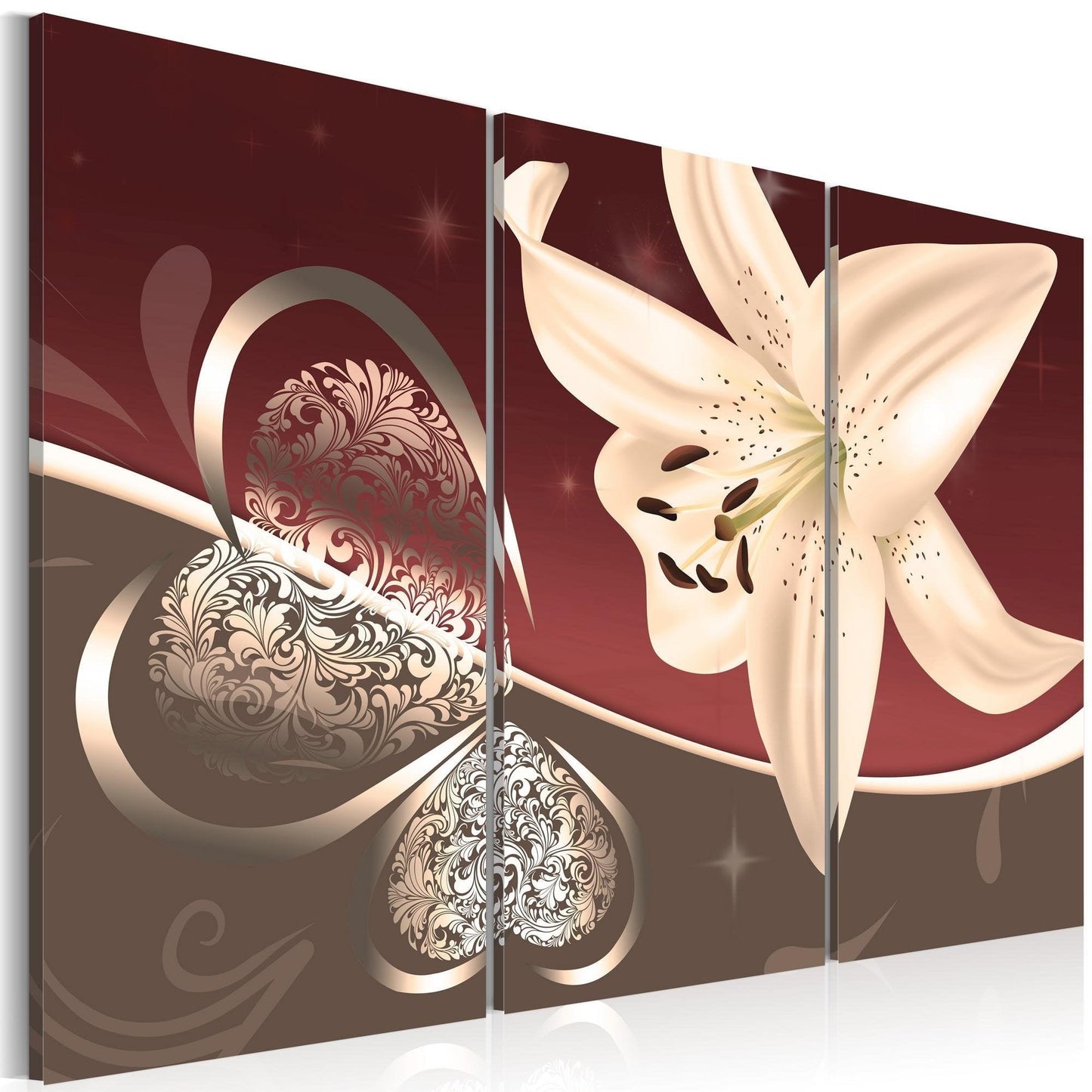 Canvas Print - Abstraction with lily - triptych - www.trendingbestsellers.com
