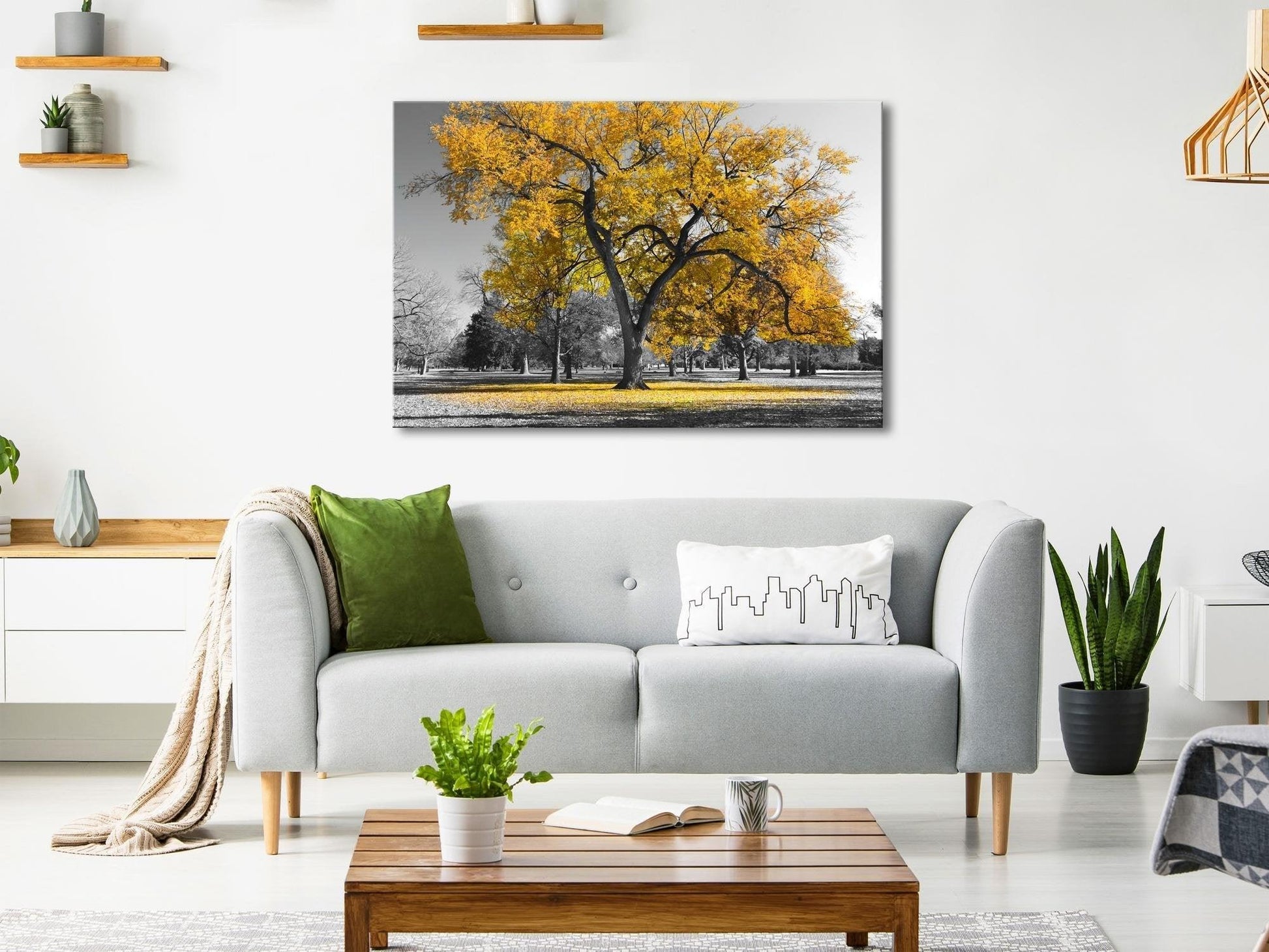 Canvas Print - Autumn in the Park (1 Part) Wide Gold - www.trendingbestsellers.com