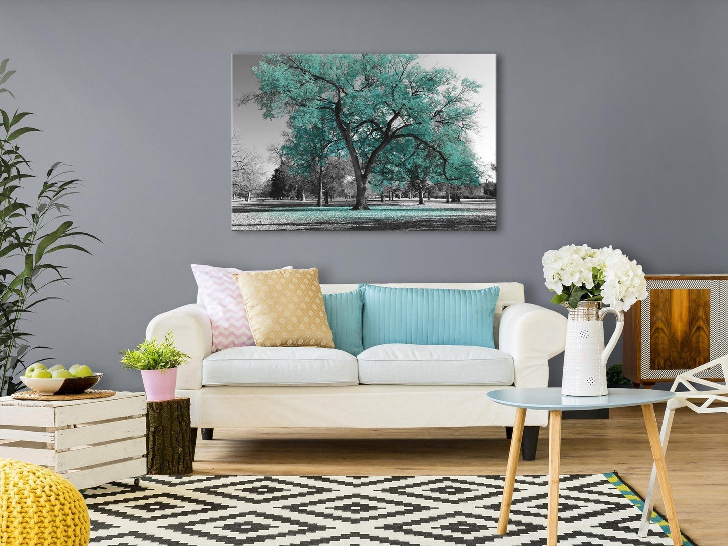 Canvas Print - Autumn in the Park (1 Part) Wide Turquoise - www.trendingbestsellers.com