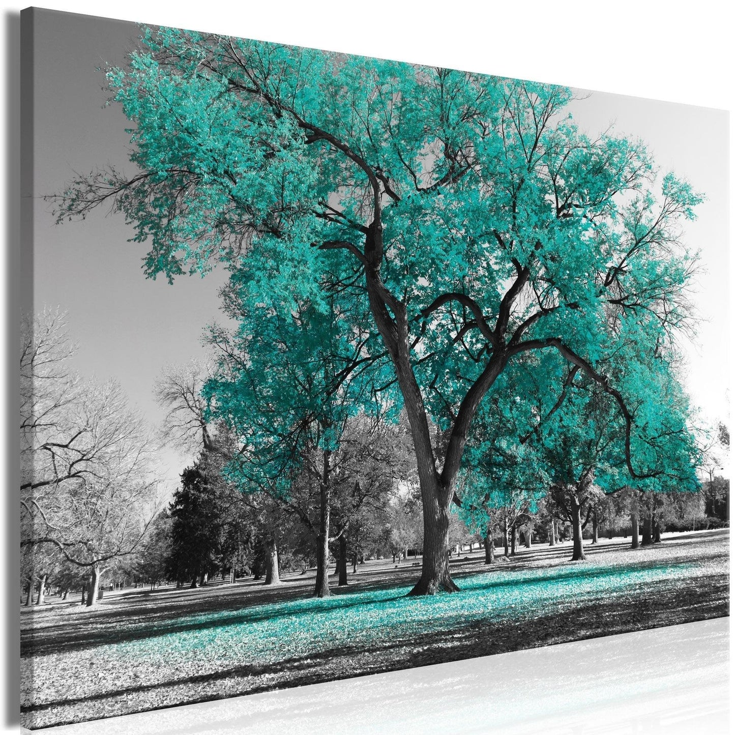 Canvas Print - Autumn in the Park (1 Part) Wide Turquoise - www.trendingbestsellers.com