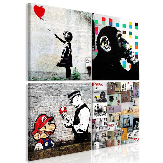 Canvas Print - Banksy Collage (4 Parts) - www.trendingbestsellers.com