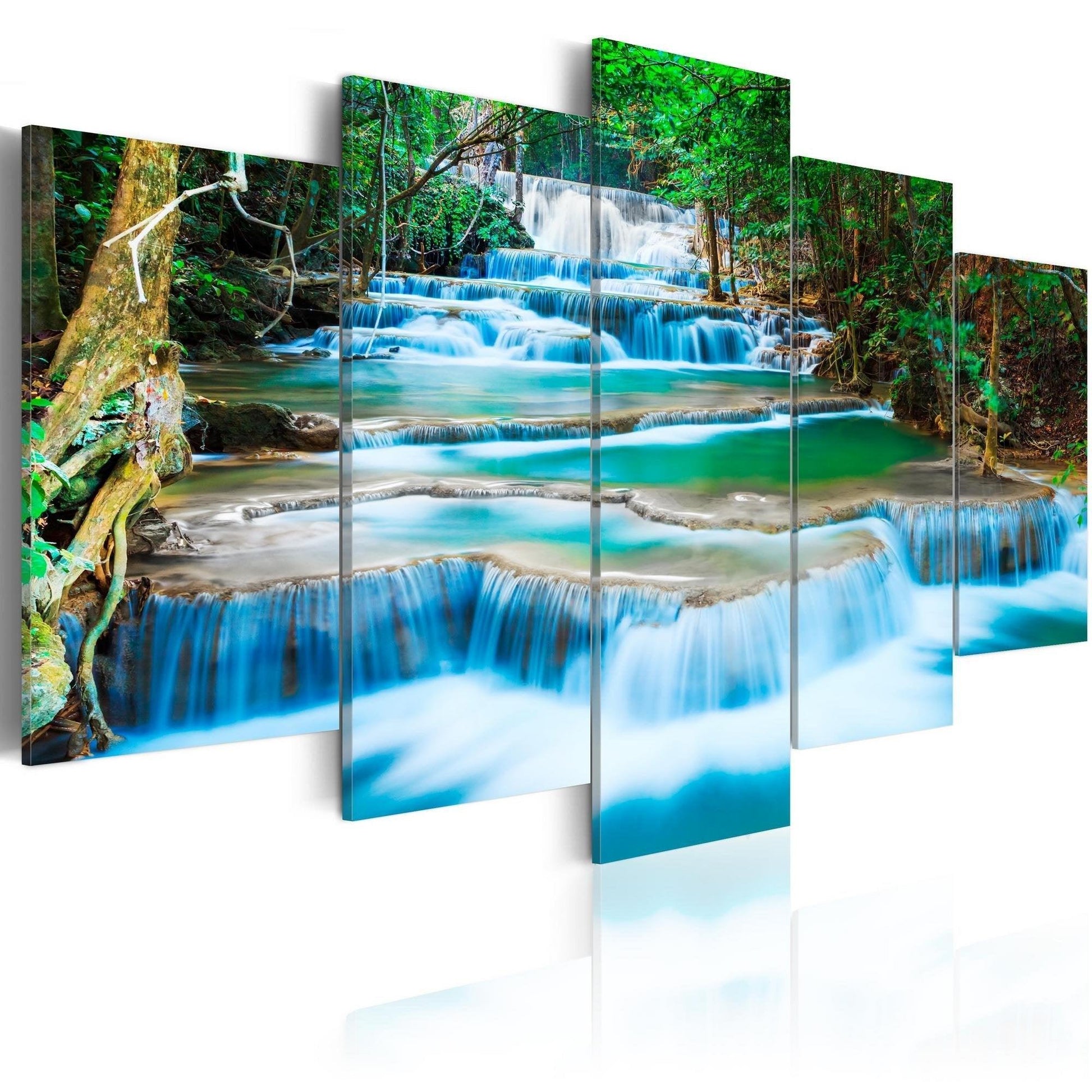 Canvas Print - Blue Waterfall in Kanchanaburi, Thailand - www.trendingbestsellers.com
