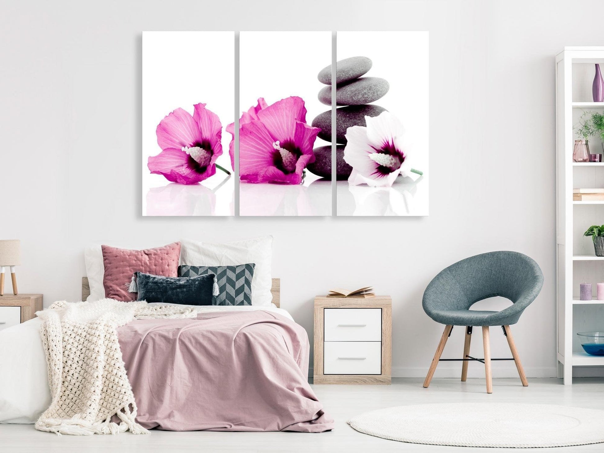 Canvas Print - Calm Mallow (3 Parts) Pink - www.trendingbestsellers.com