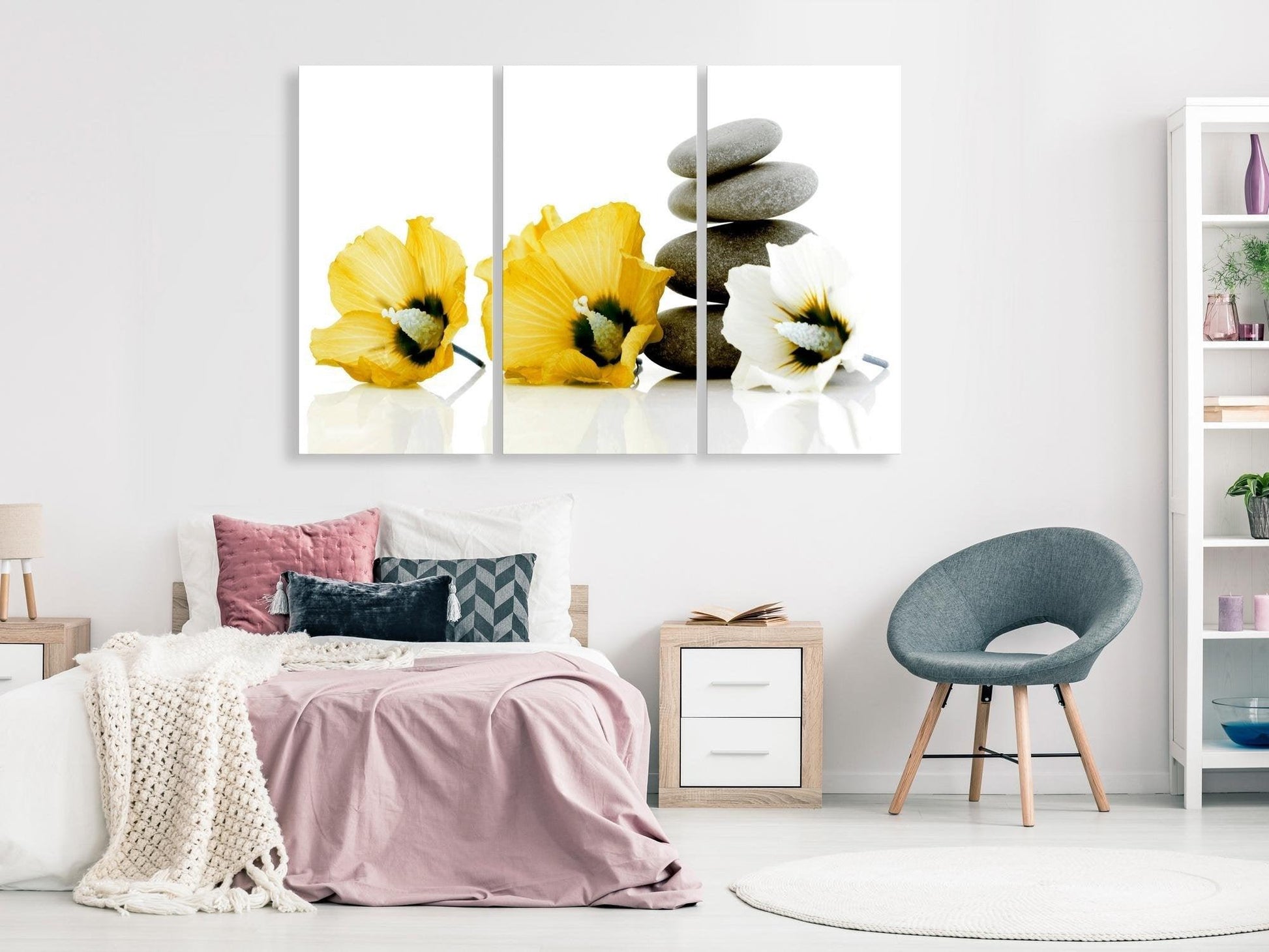 Canvas Print - Calm Mallow (3 Parts) Yellow - www.trendingbestsellers.com