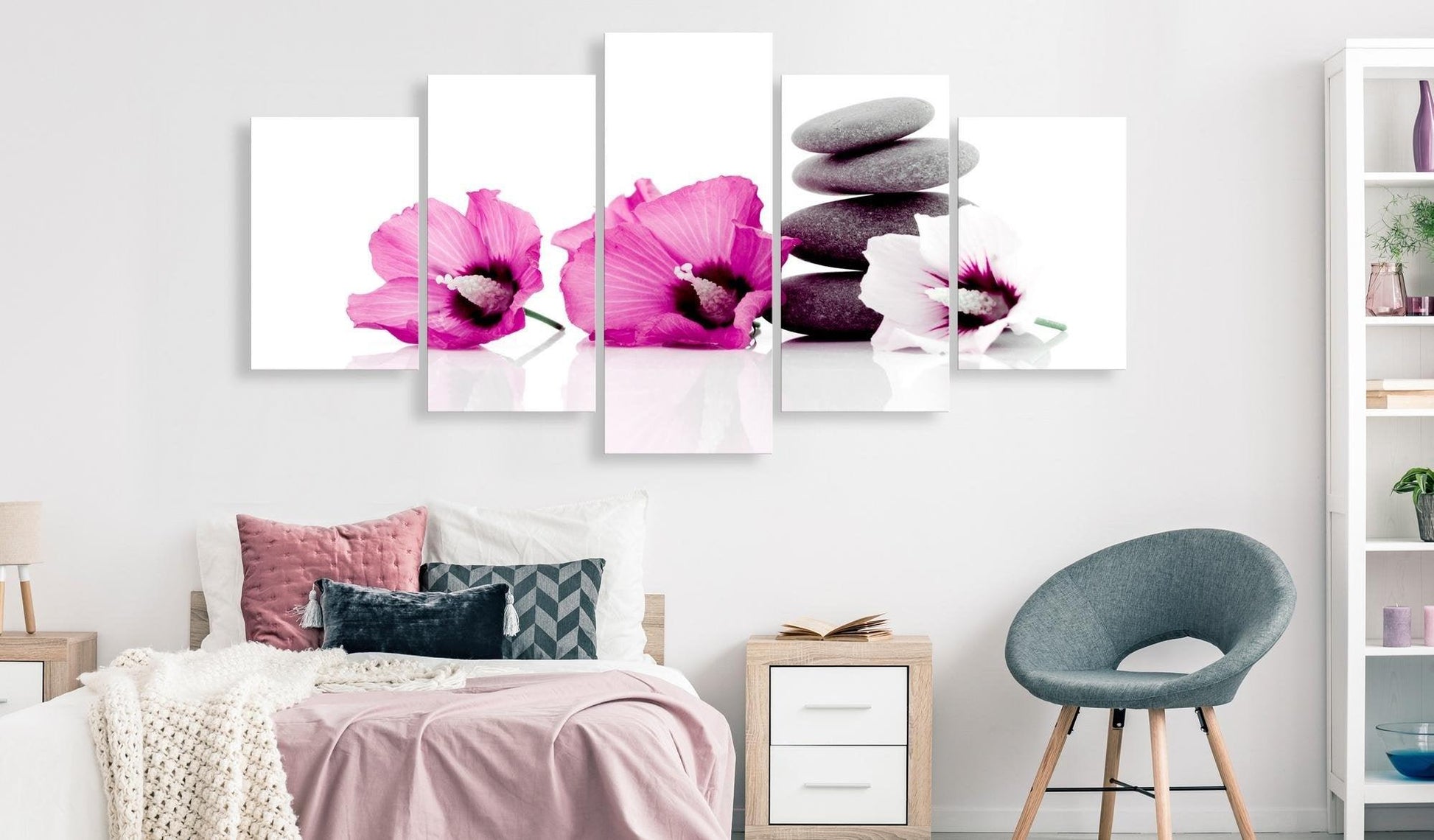 Canvas Print - Calm Mallow (5 Parts) Wide Pink - www.trendingbestsellers.com