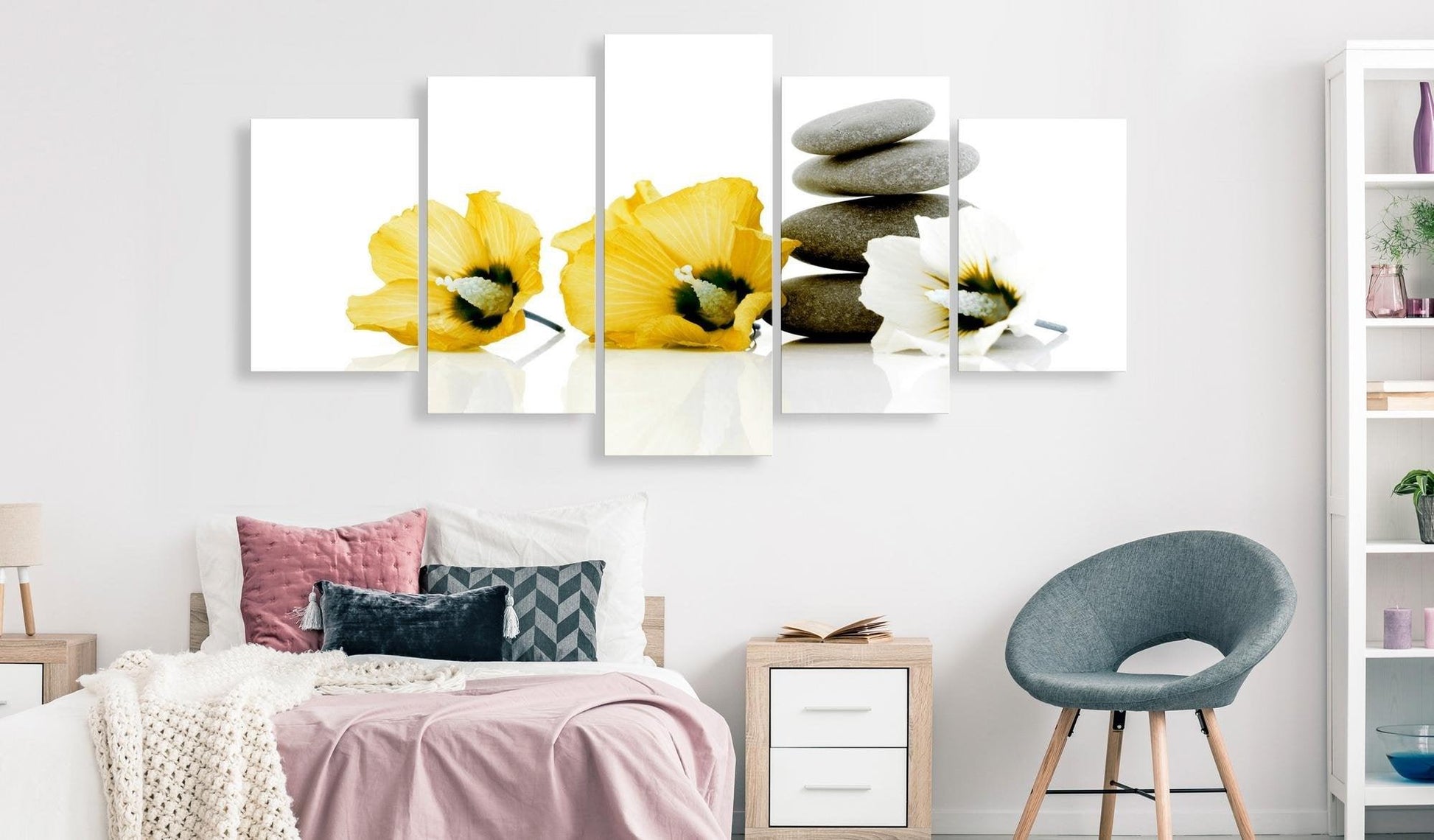 Canvas Print - Calm Mallow (5 Parts) Wide Yellow - www.trendingbestsellers.com