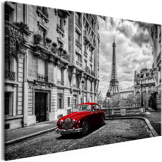 Canvas Print - Car in Paris (1 Part) Red Wide - www.trendingbestsellers.com