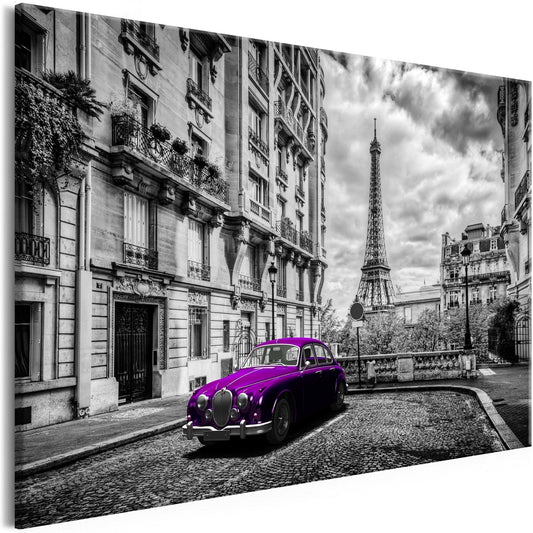 Canvas Print - Car in Paris (1 Part) Violet Wide - www.trendingbestsellers.com