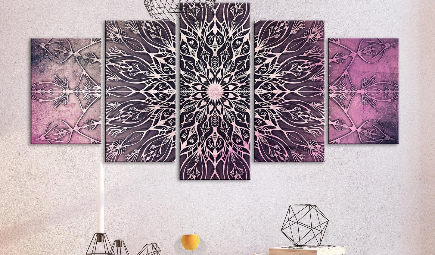 Canvas Print - Center (5 Parts) Wide Pink - www.trendingbestsellers.com