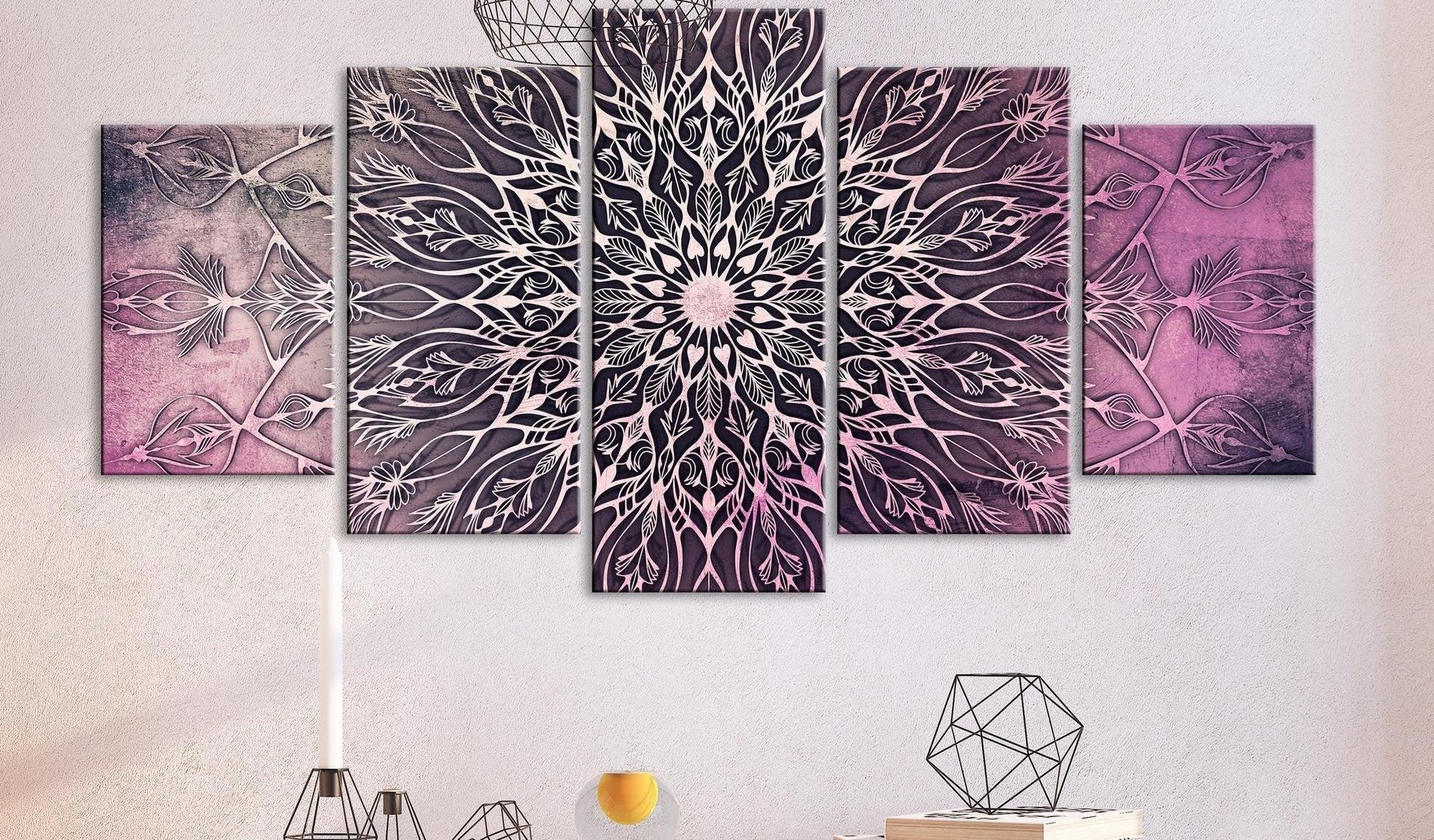 Canvas Print - Center (5 Parts) Wide Pink - www.trendingbestsellers.com