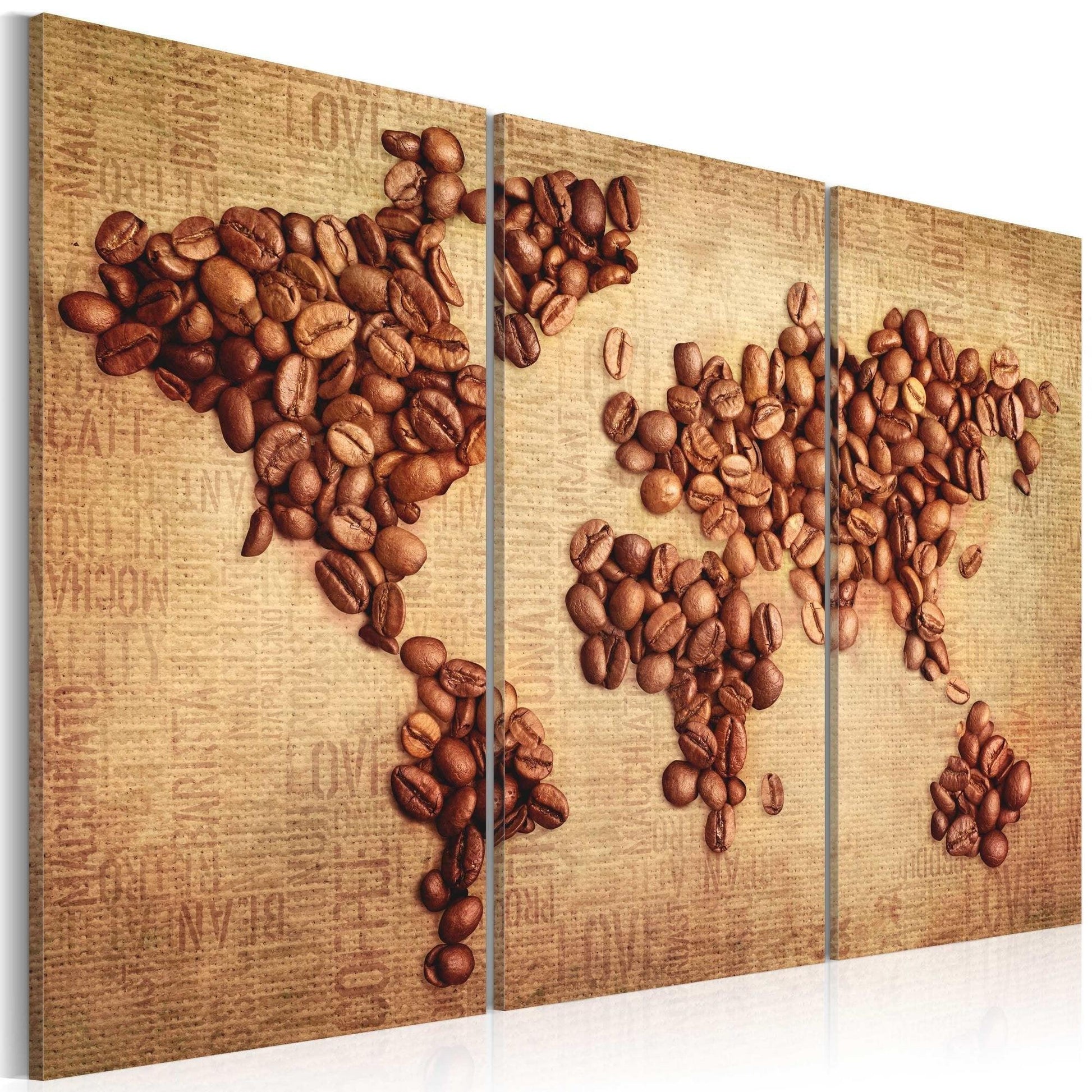 Canvas Print - Coffee from around the world - triptych - www.trendingbestsellers.com