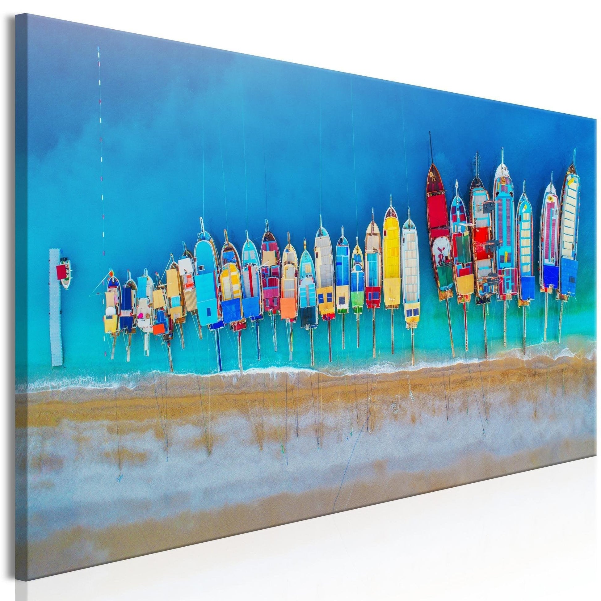 Canvas Print - Colourful Boats (1 Part) Narrow - www.trendingbestsellers.com