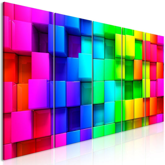 Canvas Print - Colourful Cubes (5 Parts) Narrow - www.trendingbestsellers.com