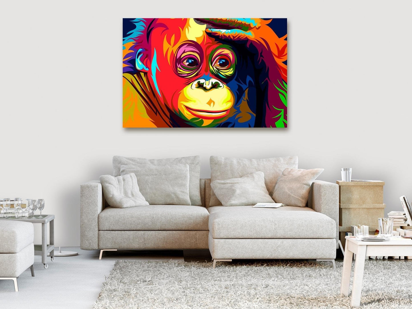 Canvas Print - Colourful Orangutan (1 Part) Wide - www.trendingbestsellers.com