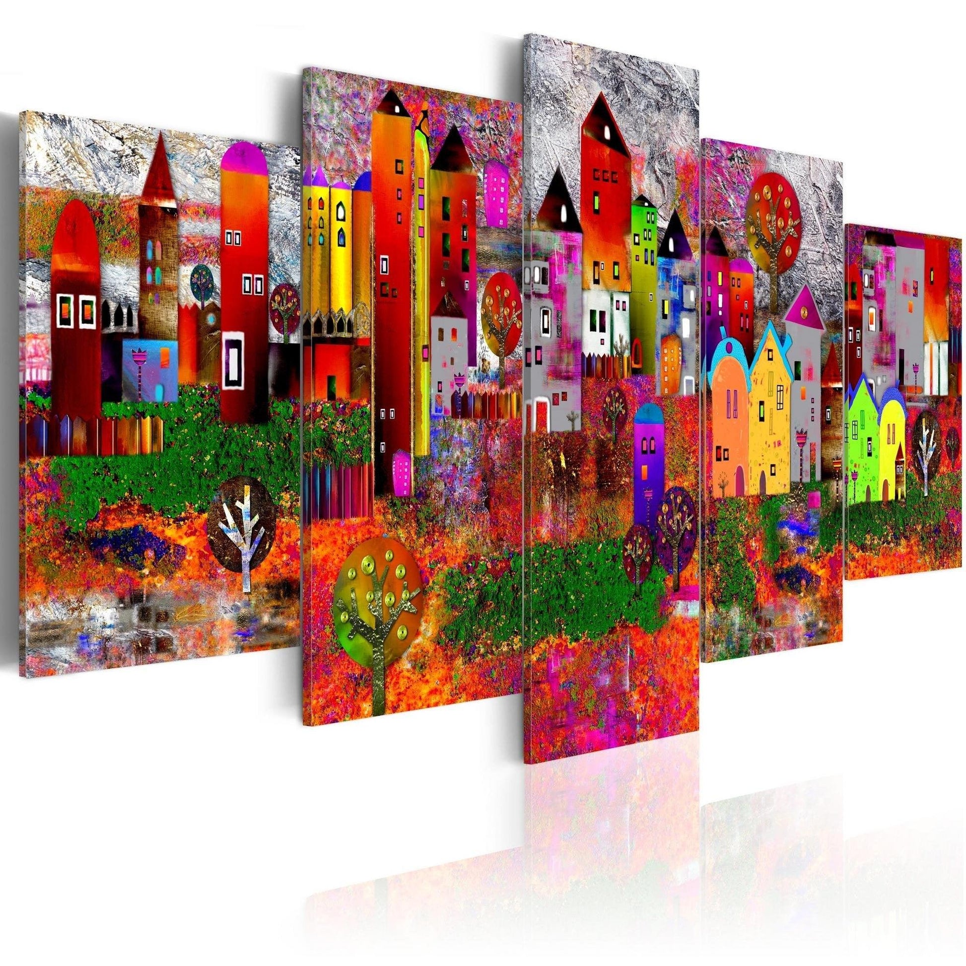 Canvas Print - Colourful Small Town - www.trendingbestsellers.com