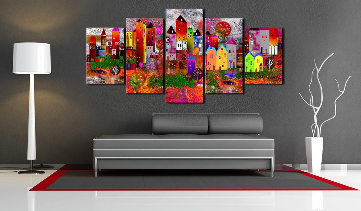 Canvas Print - Colourful Small Town - www.trendingbestsellers.com