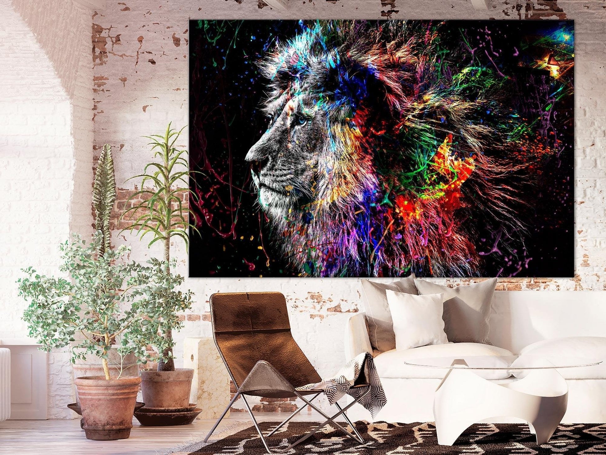Canvas Print - Crazy Lion (1 Part) Wide - www.trendingbestsellers.com