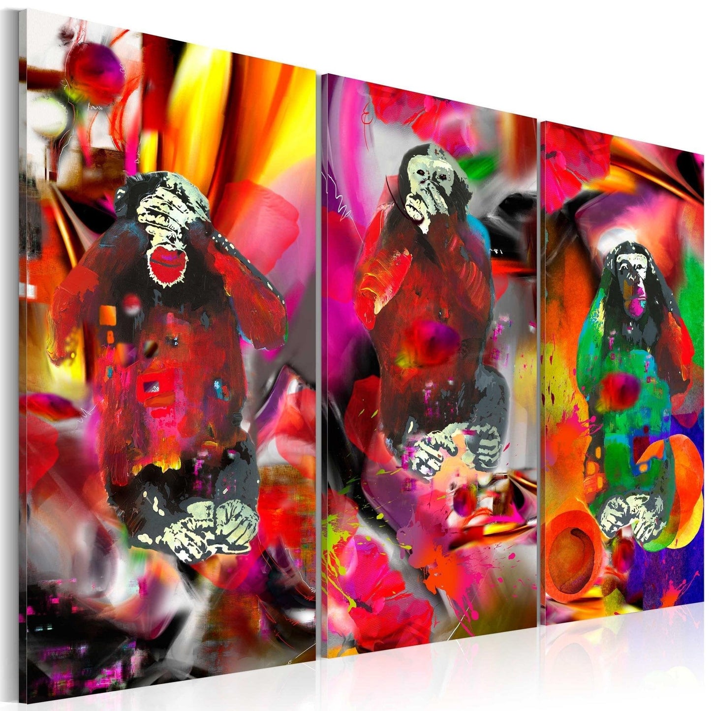 Canvas Print - Crazy Monkeys - triptych - www.trendingbestsellers.com