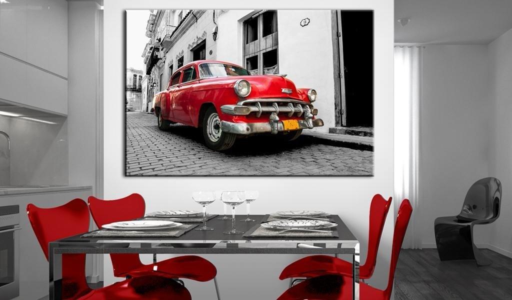 Canvas Print - Cuban Classic Car (Red) - www.trendingbestsellers.com