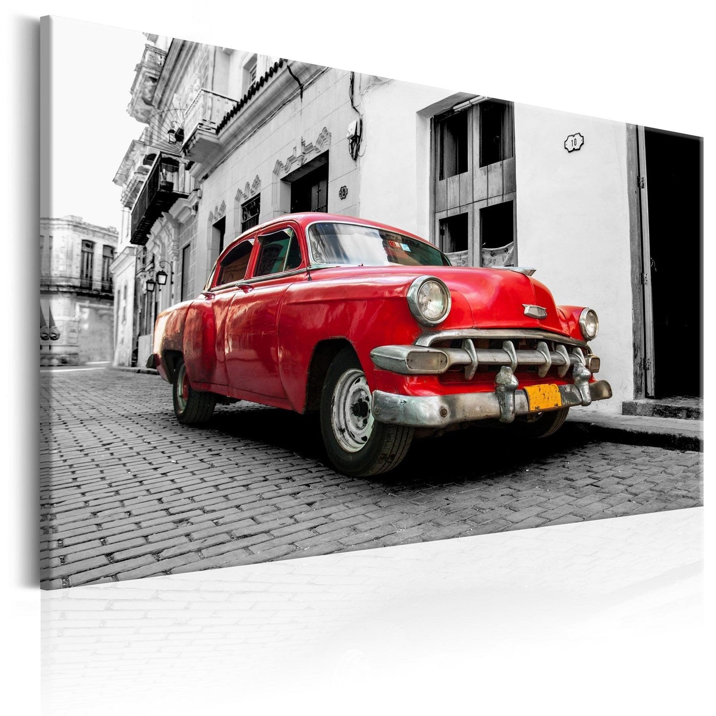 Canvas Print - Cuban Classic Car (Red) - www.trendingbestsellers.com