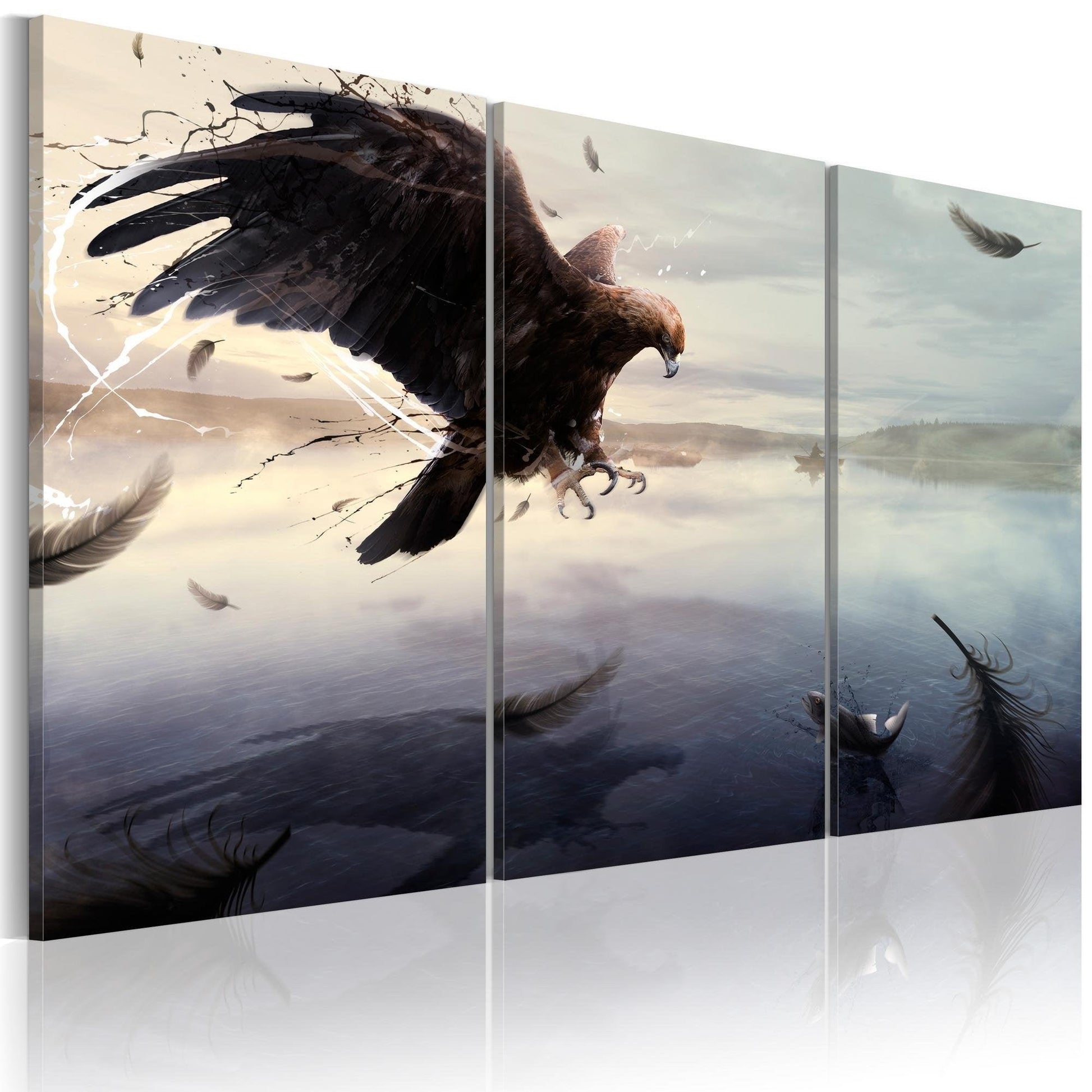 Canvas Print - Eagle above the surface of a lake - www.trendingbestsellers.com
