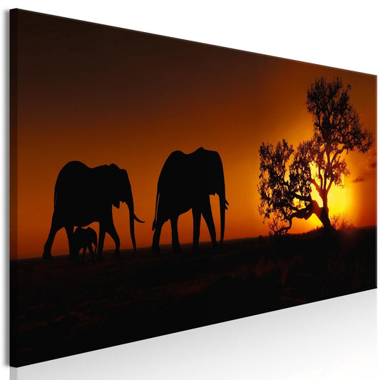 Canvas Print - Elephant Family (Orange) - www.trendingbestsellers.com