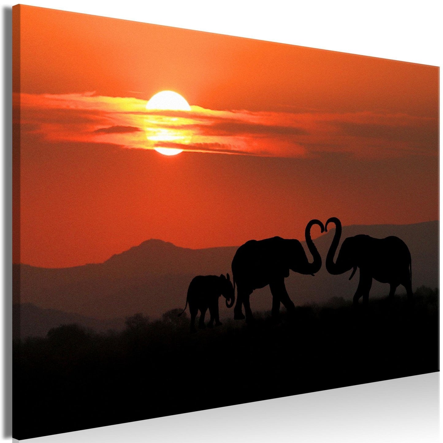Canvas Print - Elephants in Love (1 Part) Wide - www.trendingbestsellers.com