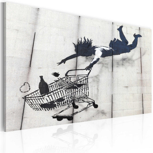 Canvas Print - Falling woman with supermarket trolley (Banksy) - www.trendingbestsellers.com