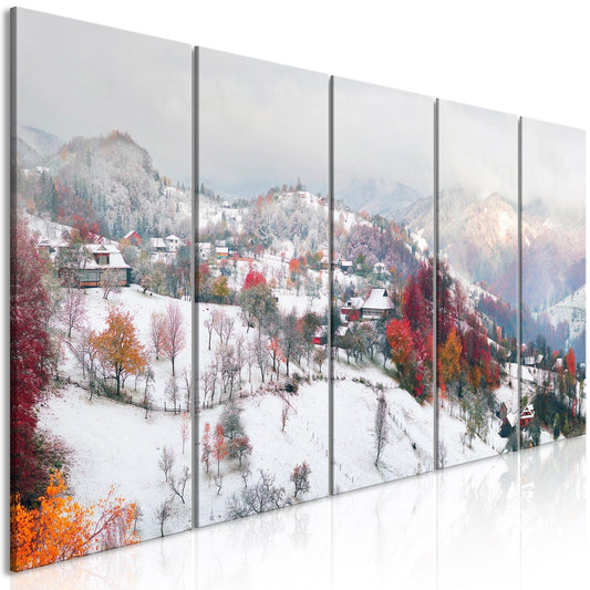 Canvas Print - First Snow (5 Parts) Narrow - www.trendingbestsellers.com