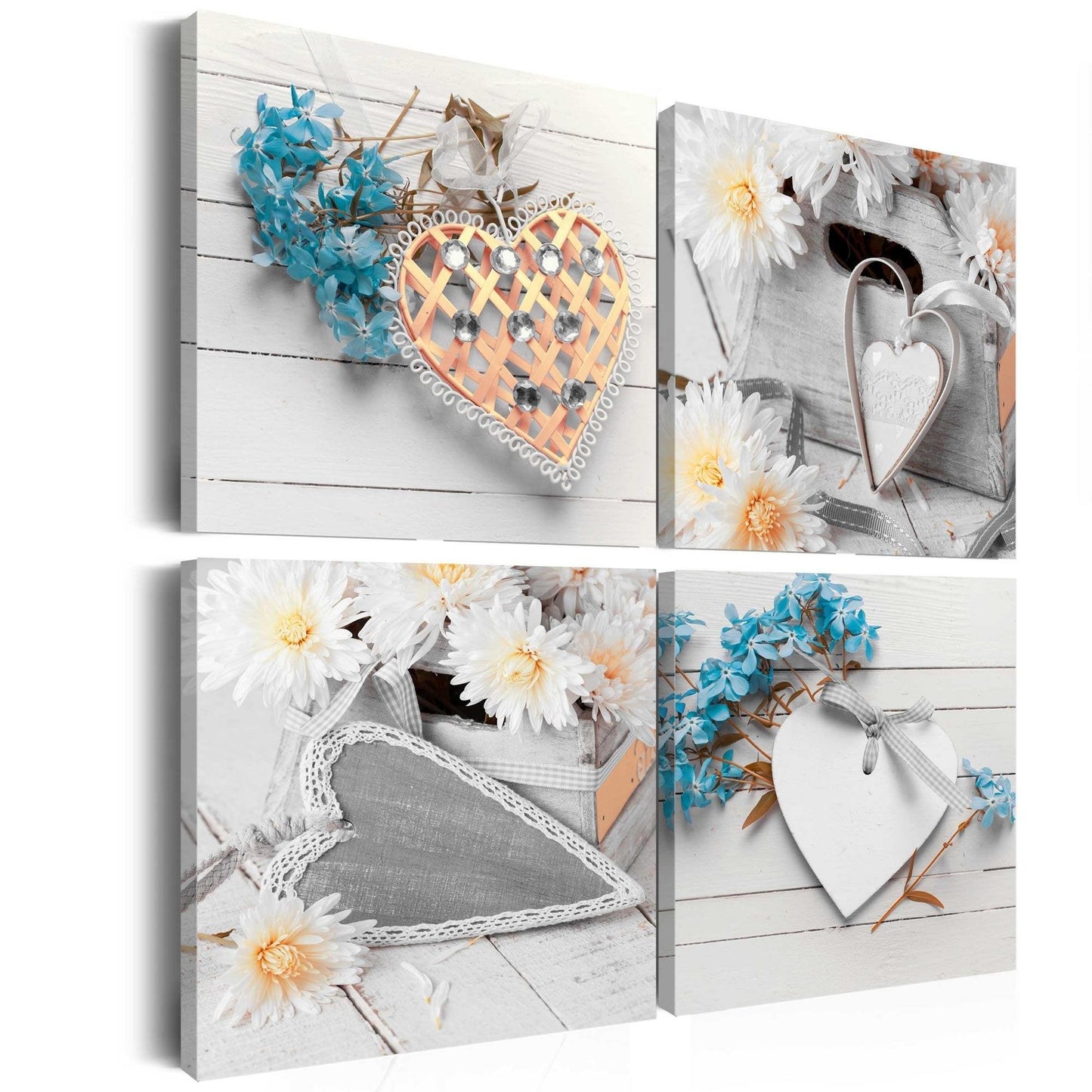 Canvas Print - Flowers and hearts - www.trendingbestsellers.com