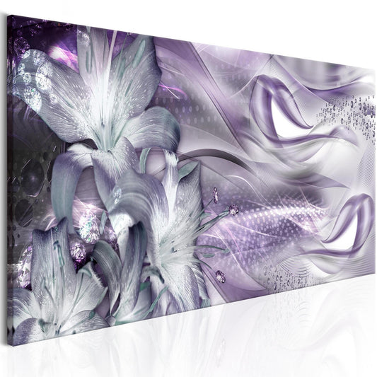 Canvas Print - Lilies and Waves (1 Part) Narrow Pale Violet - www.trendingbestsellers.com